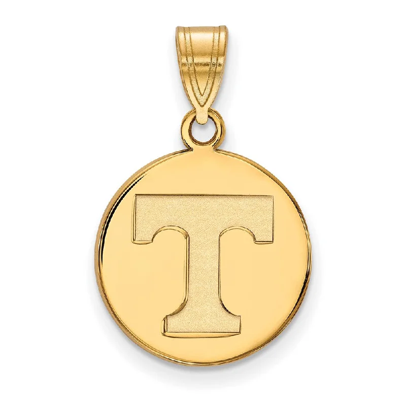 Elevate Your Outfit With Discounted Statement Jewelry 14k Gold Plated Silver U. of Tennessee Medium Initial T Disc Pendant
