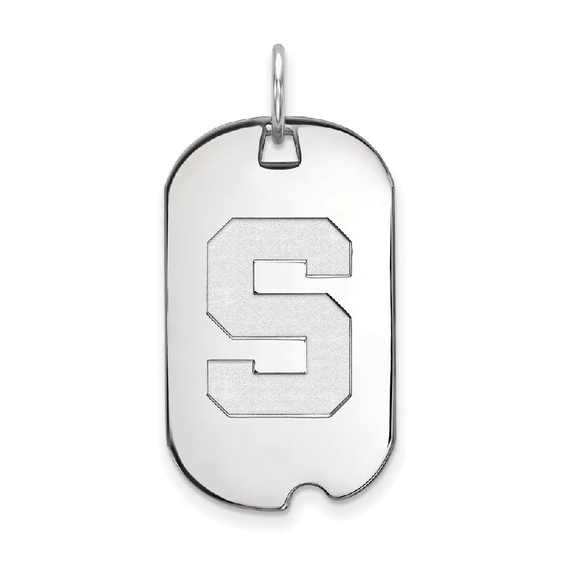 Handcrafted Jewelry Sale – Unique Designs At Low Prices 14k White Gold Michigan State Initial S Dog Tag Pendant