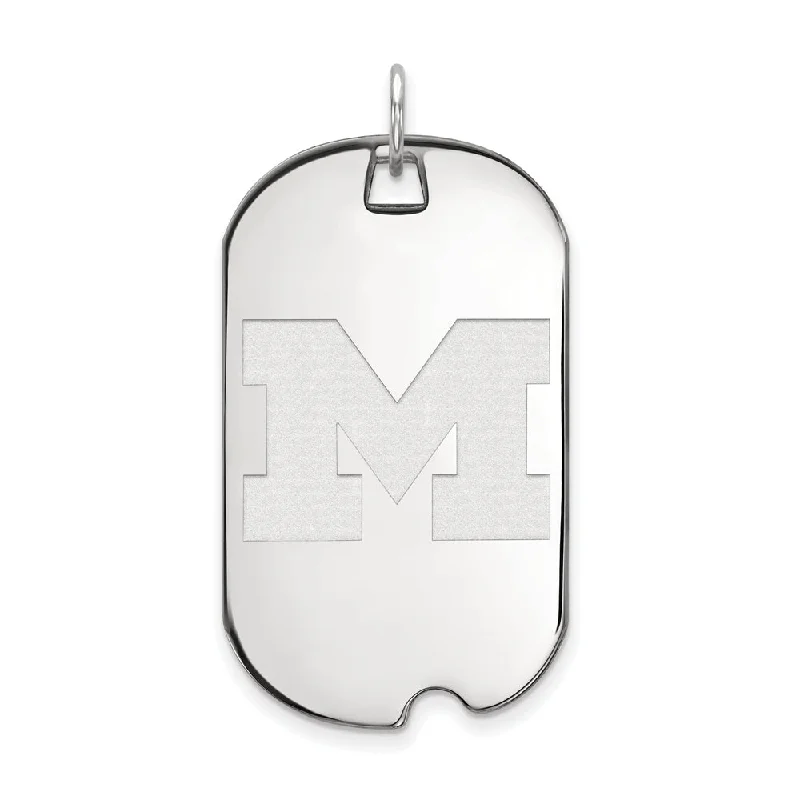 Affordable Luxury Jewelry For Every Occasion 14k White Gold U. of Michigan Large Initial M Dog Tag Pendant