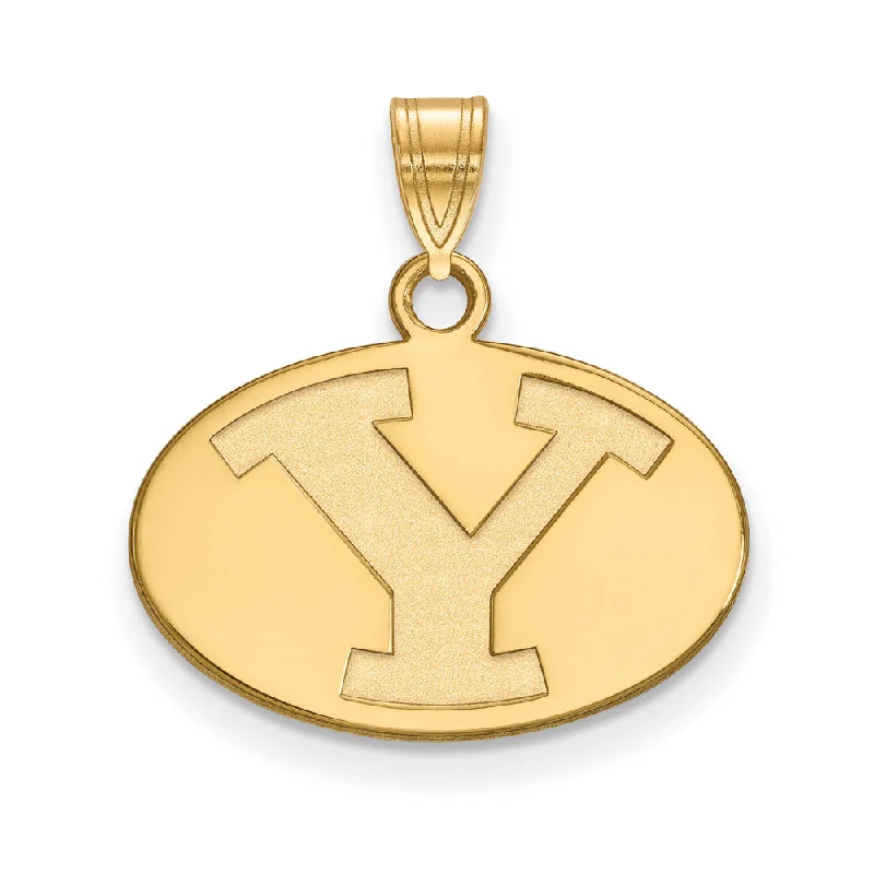 14k Yellow Gold Brigham Young U Small Initial Y Oval Pendant