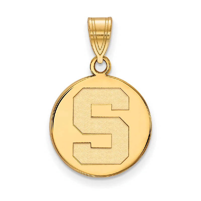 Make Your Outfit Shine With Discounted Jewelry 14k Yellow Gold Michigan State Medium Initial S Disc Pendant