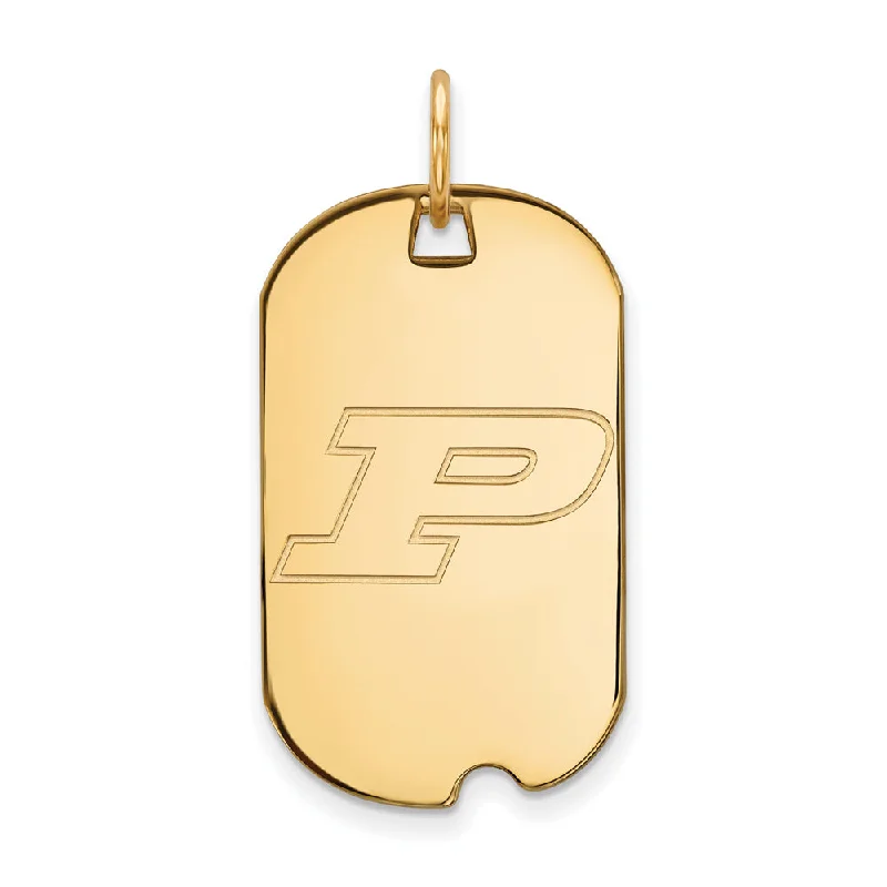 14k Yellow Gold Purdue Initial P Dog Tag Pendant