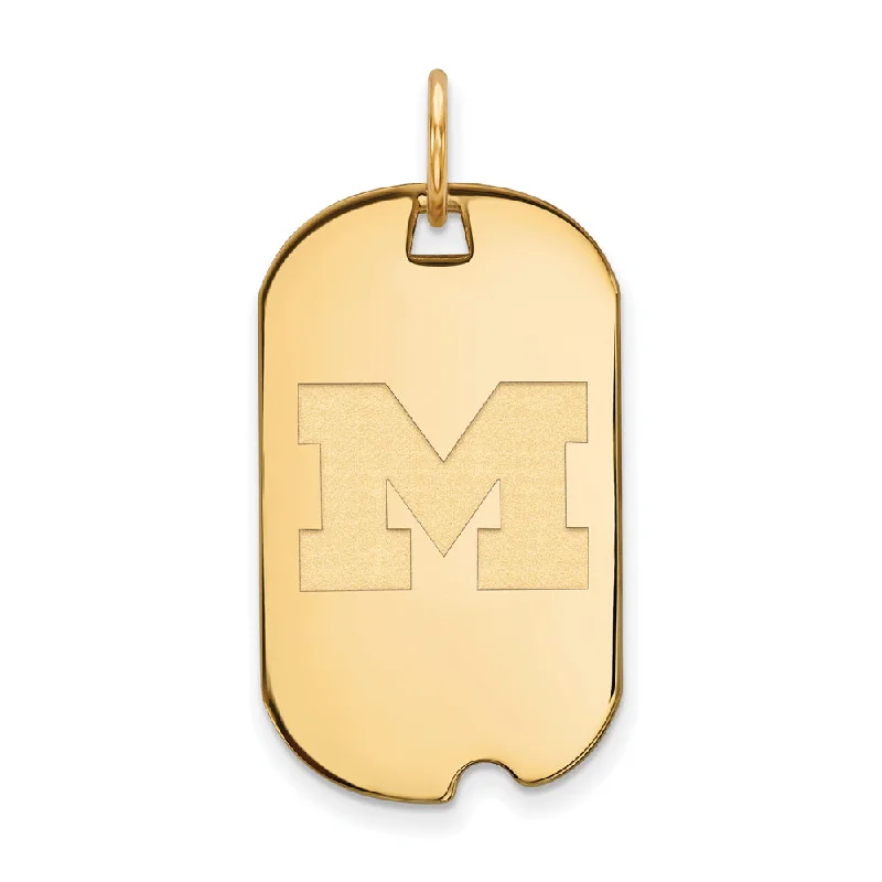 Handcrafted Beauty At Affordable Prices 14k Yellow Gold U. of Michigan Initial M Dog Tag Pendant
