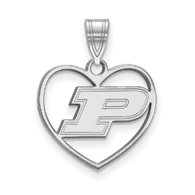 Sterling Silver Purdue Initial P Heart Pendant