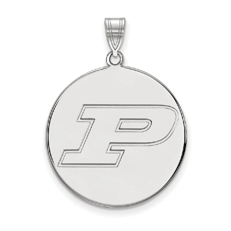 Sterling Silver Purdue XL Initial P Disc Pendant