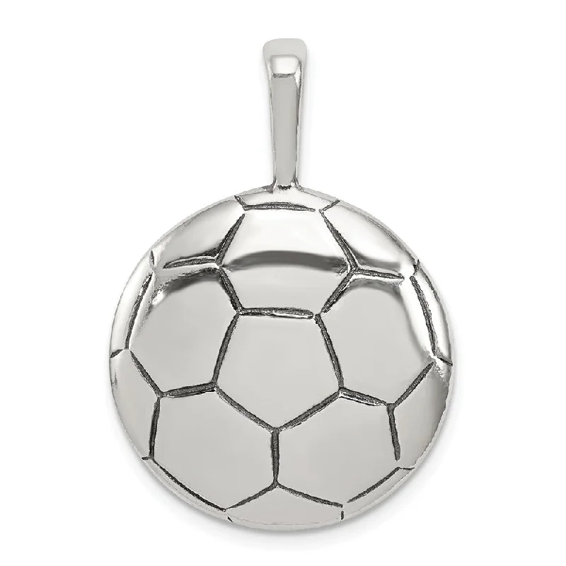 Luxury Jewelry Clearance – Shop Premium Styles Now Sterling Silver 22mm Domed Antiqued Soccer Ball Pendant