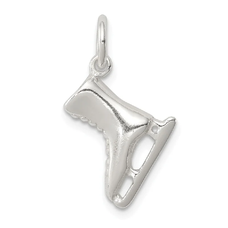 Trendy Minimalist Jewelry For Everyday Wear Sterling Silver 3D Polished Ice Skate Charm