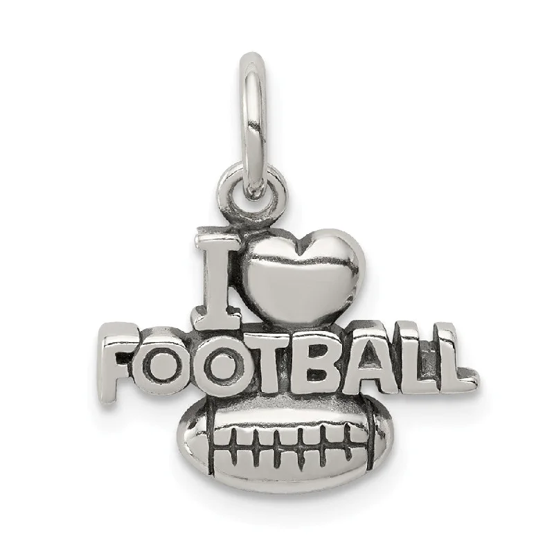 Limited-Stock Jewelry Sale – Shop Before It's Gone Sterling Silver Antiqued I Heart Football Script Pendant