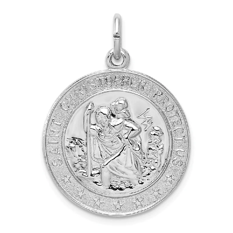 Premium Jewelry Now Available At Special Discounts Sterling Silver Rhodium-Plated Saint Christopher Medal Pendant, 21mm Premium Jewelry Now Available At Special Discounts Sterling Silver Rhodium-Plated Saint Christopher Medal Pendant, 21mm
