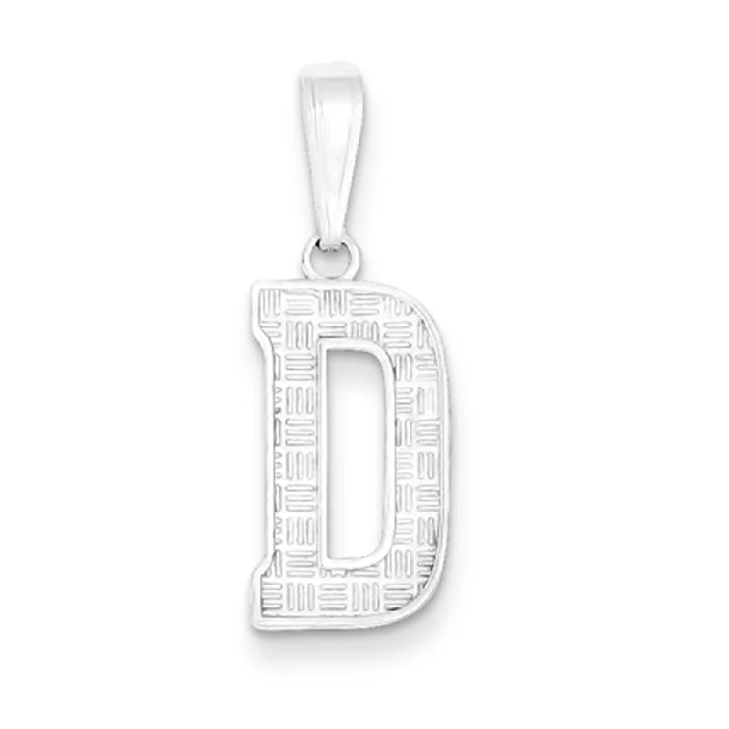 Sterling Silver, Sami Collection, Textured Block Initial D Pendant