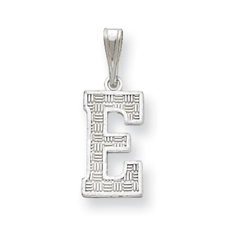 Sterling Silver, Sami Collection, Textured Block Initial E Pendant