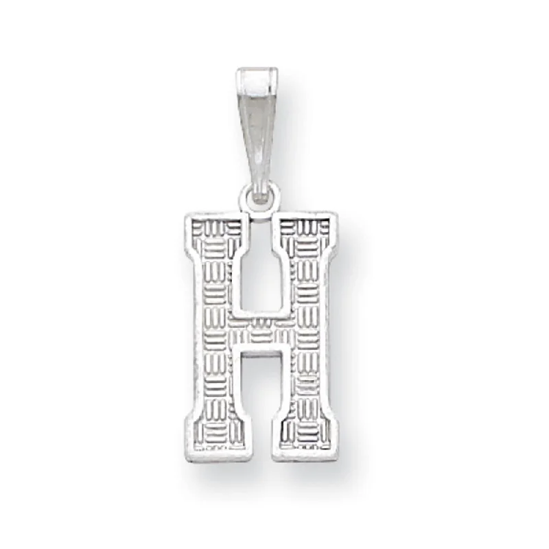 Sterling Silver, Sami Collection, Textured Block Initial H Pendant