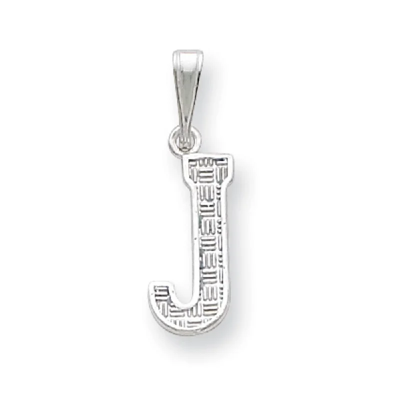 Sterling Silver, Sami Collection, Textured Block Initial J Pendant