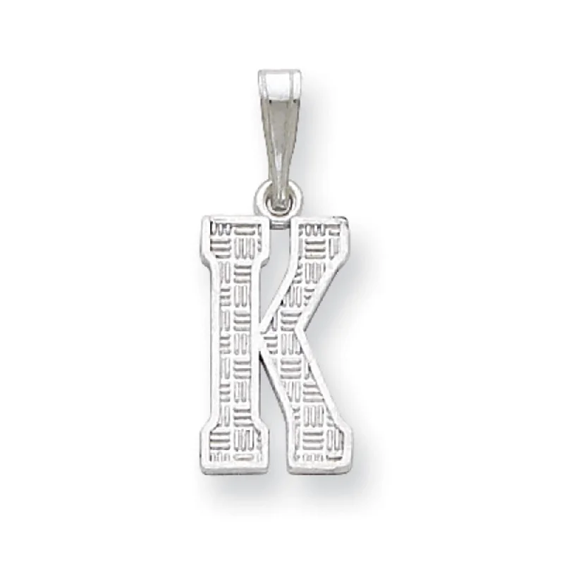 Sterling Silver, Sami Collection, Textured Block Initial K Pendant