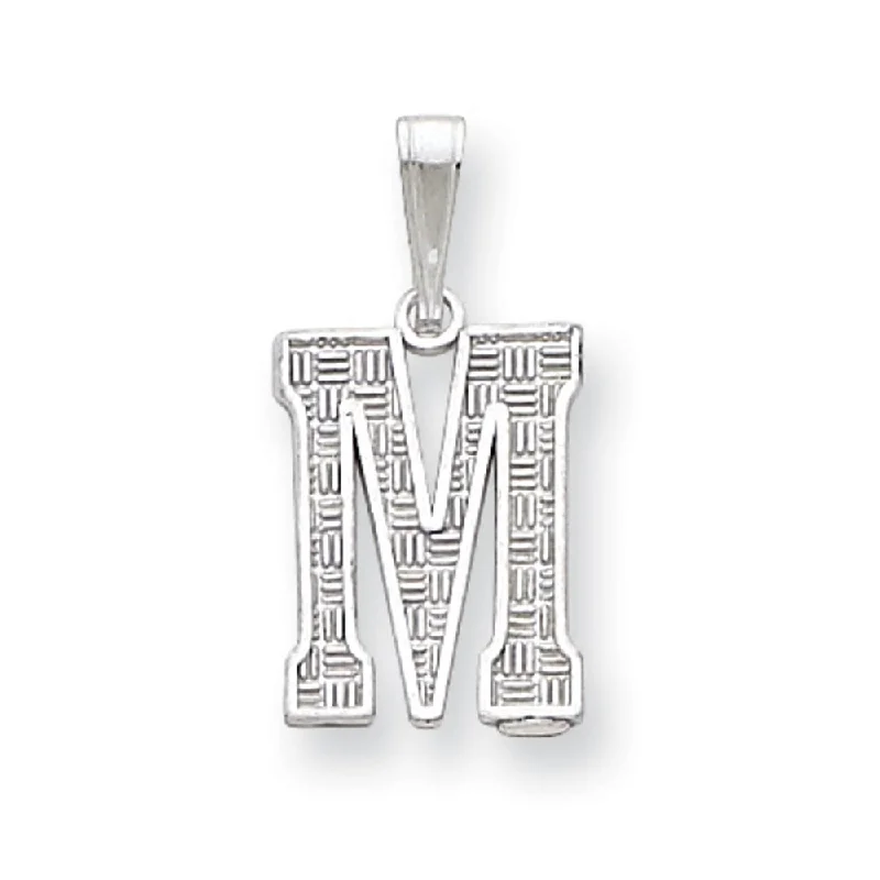 Sterling Silver, Sami Collection, Textured Block Initial M Pendant