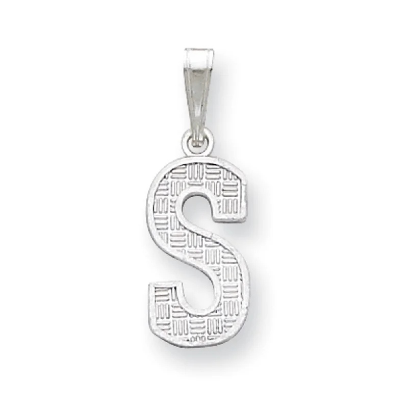 Sterling Silver, Sami Collection, Textured Block Initial S Pendant