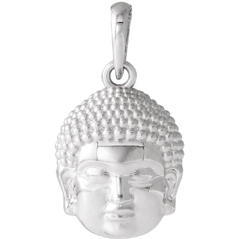 The Perfect Jewelry Piece At The Perfect Price Sterling Silver Small 2D Buddha Head Pendant, 10mm (3/8 Inch)