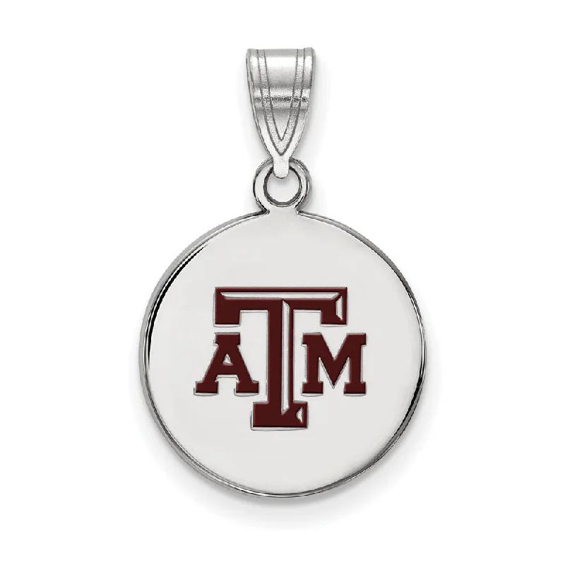 Classic And Modern Jewelry Styles On Sale Sterling Silver Texas A&M U. Medium Enamel Disc Pendant
