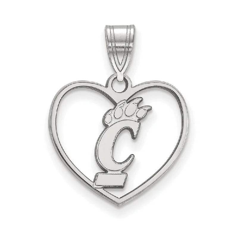 Sterling Silver U. of Cincinnati Heart Pendant