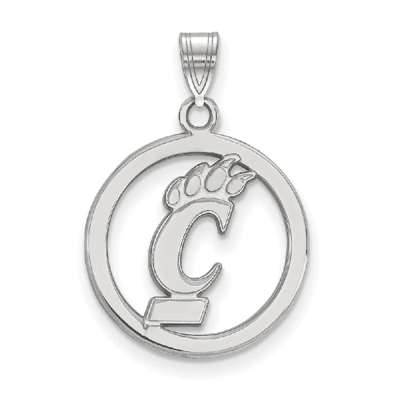 Sterling Silver U. of Cincinnati Small Circle Pendant