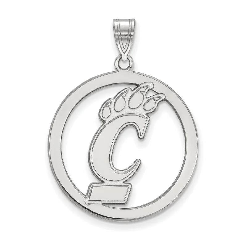 Sterling Silver U. of Cincinnati XL Circle Pendant