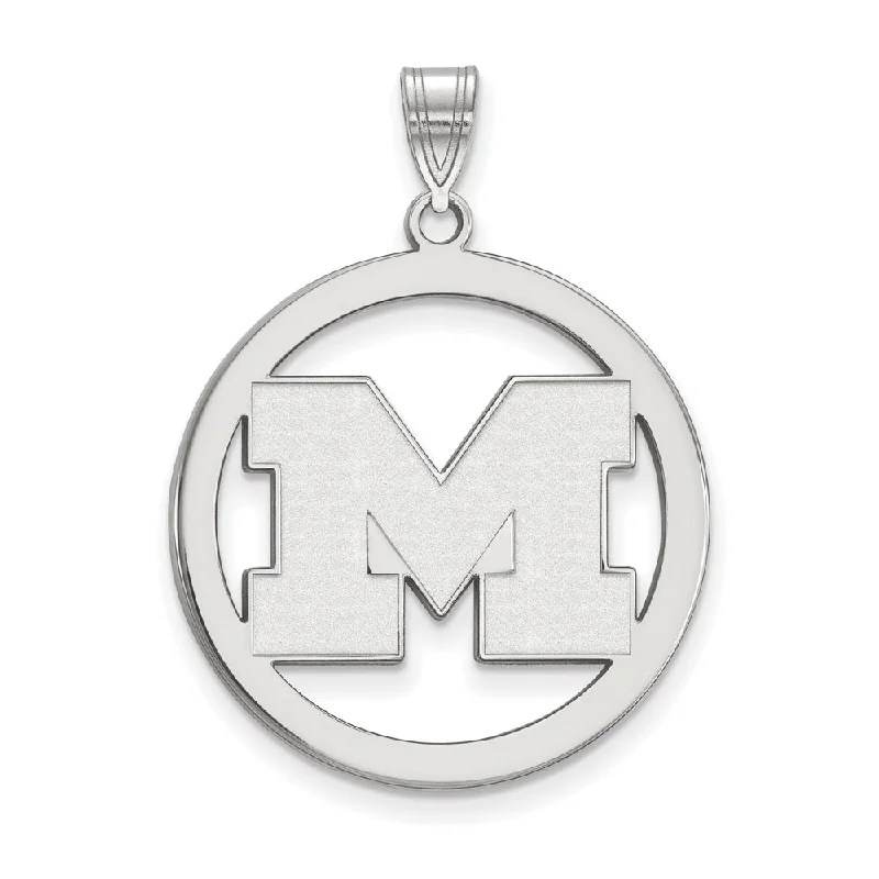 Sterling Silver U. of Michigan XL Initial M Circle Pendant