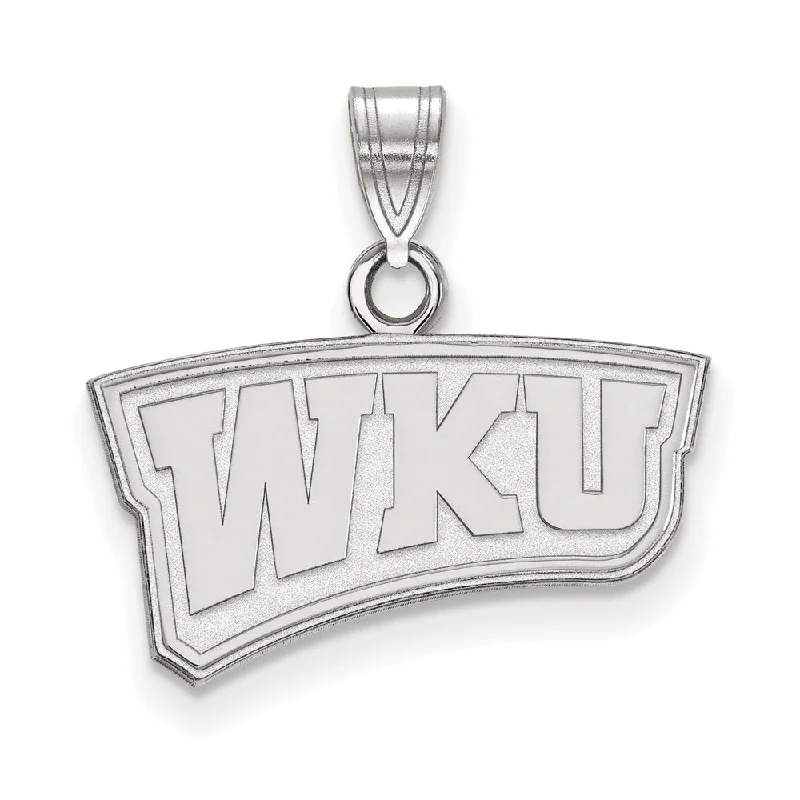 Sterling Silver Western Kentucky U. Small 'WKU' Pendant