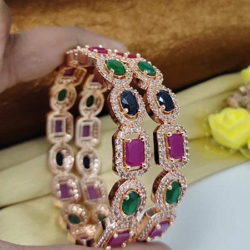 Trending Jewelry Styles Now At Limited-Time Discounts Aamrapali Rose Gold Plated American Diamond Bangle Set