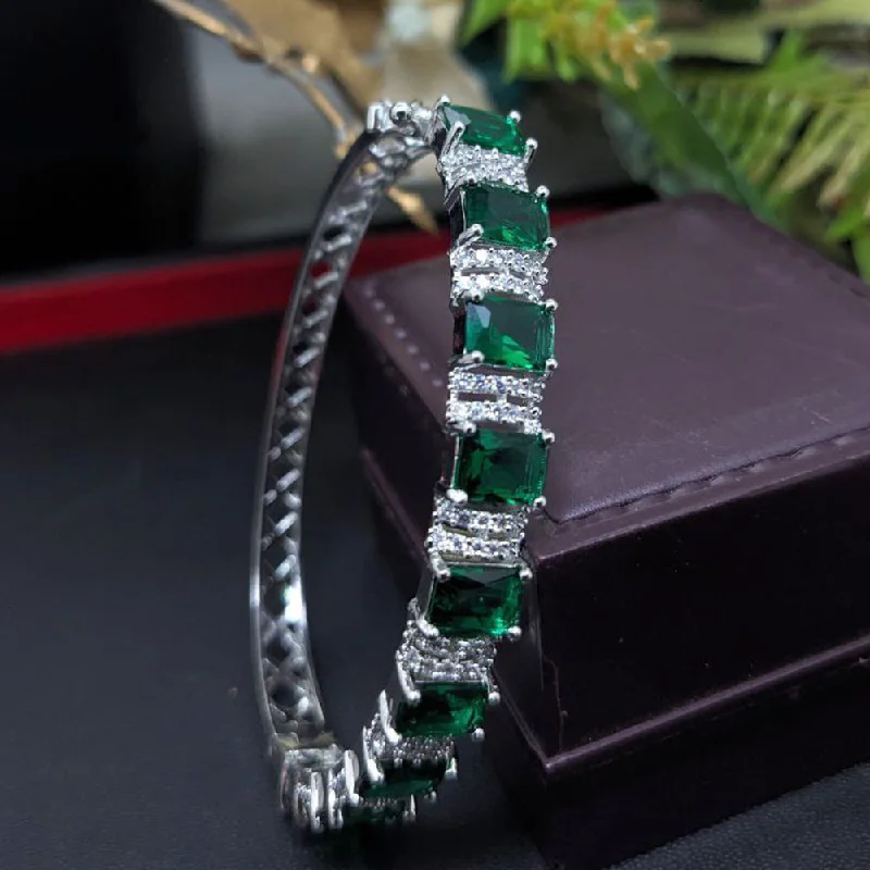 Exclusive Jewelry Sale – Sparkle For Less Aamrapali Silver Plated AD Openable Bangles Set