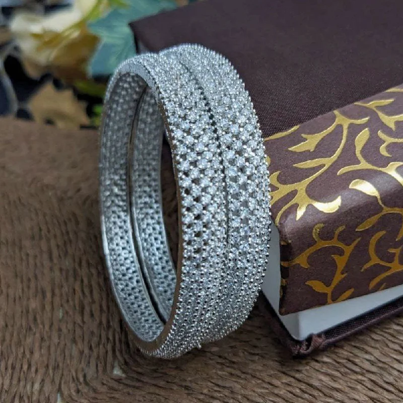 Exclusive Jewelry Offers – Sparkle For Less Aamrapali Silver Plated American Diamond Bangle Set