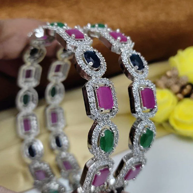Handcrafted Jewelry Sale – Unique Designs At Low Prices Aamrapali Silver Plated American Diamond Bangle Set