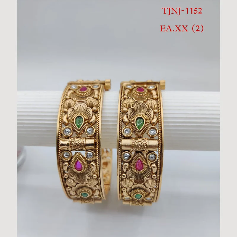 Choice Gold Plated Pota Stone Bangles Set