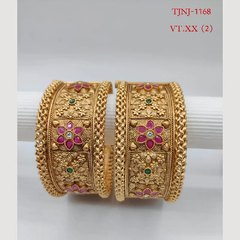 Choice Gold Plated Pota Stone Bangles Set