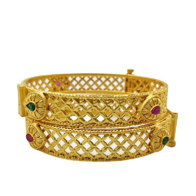 Discounted Luxury Jewelry – Shine Without The Splurge Choice Gold Plated Pota Stone Bangles Set