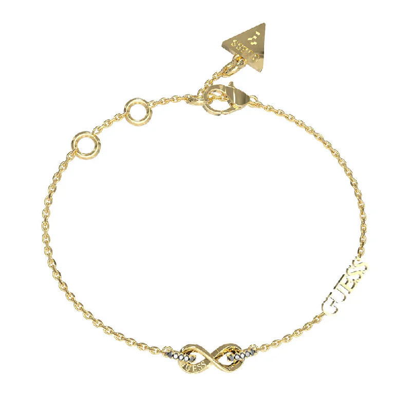 Get Your Favorite Jewelry At The Best Price Guess Stainless Steel Gold Plated Infinity Pave Links Bracelet