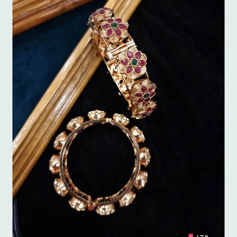 Exclusive Jewelry Sale Event – Shop Now JCM Copper Gold Plated Pota Stone Openable Bangles Set