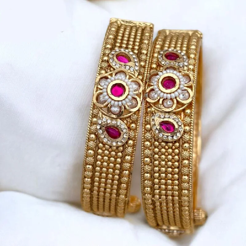 Shop Modern Jewelry Collections With Exclusive Discounts Jewel Addiction Gold Plated Rajwadi Finish Pota Stone Openable Bangle Set