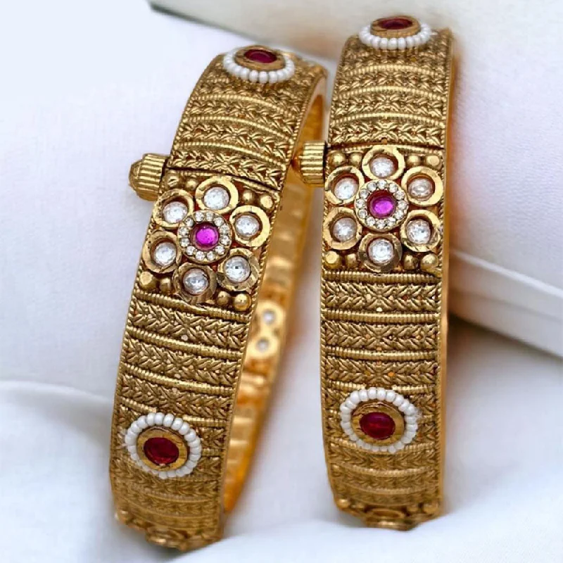 Jewelry Sale Bonanza – Grab Your Sparkle Now Jewel Addiction Gold Plated Rajwadi Finish Pota Stone Openable Bangle Set