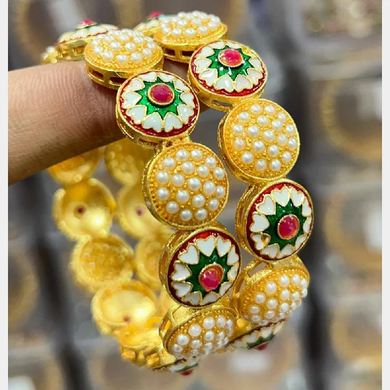 Shop Fine Jewelry With Amazing Deals Kavita Art Gold Plated Pearl And Meenakari Bangles Set