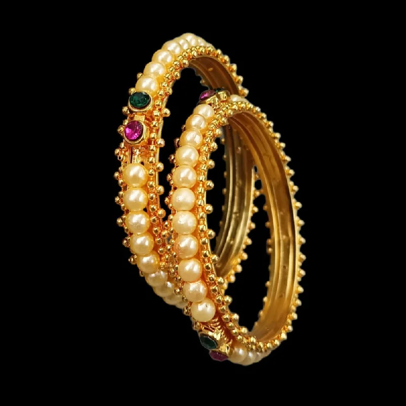 Don't Miss Out On Jaw-Dropping Jewelry Discounts Kavita Art Gold Plated Pearl Bangles Set