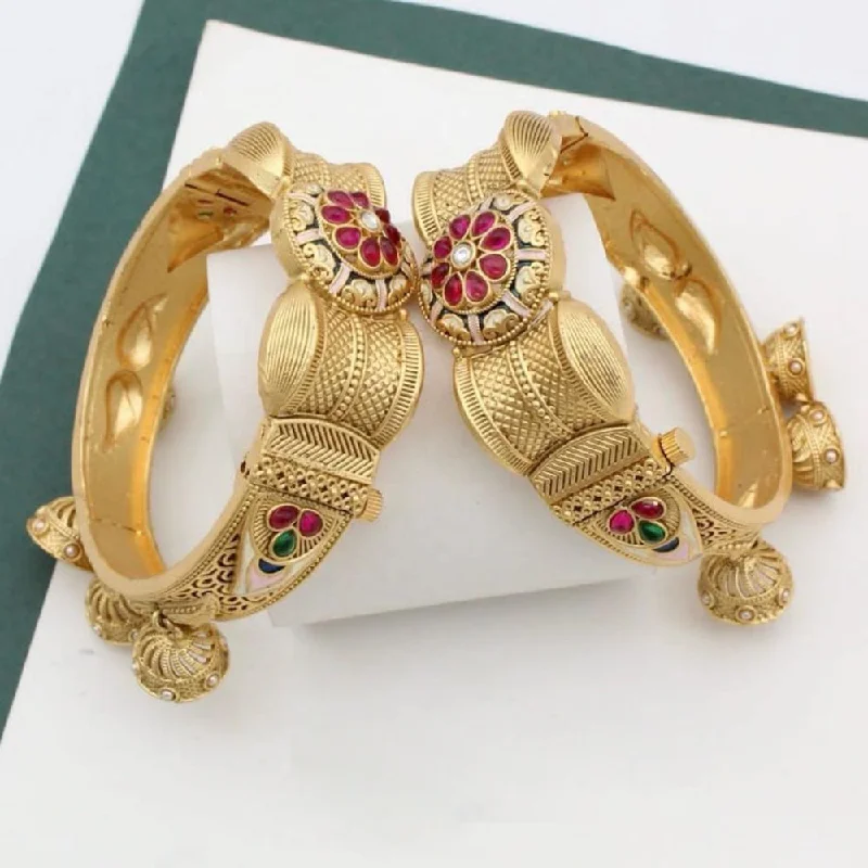 Elegant Jewelry Pieces At Unbelievable Prices Kavita Art Gold Plated Pota Stone Openable Bangles Set