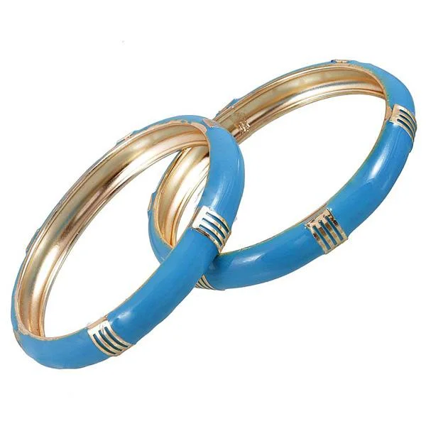 Kriaa Blue Gold Plated Set of 2 Bangles