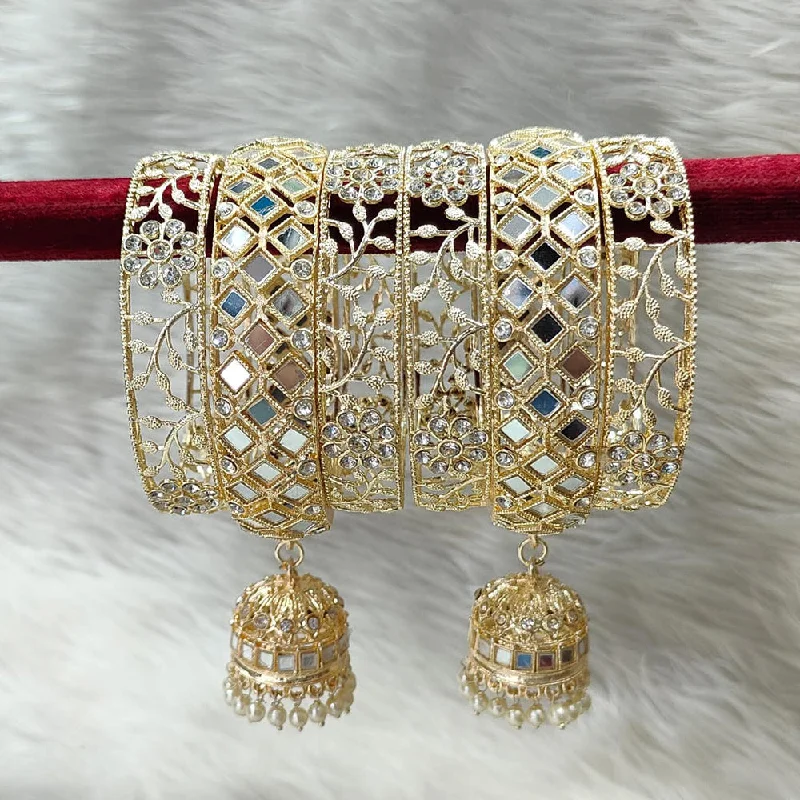 Special Deals On Handcrafted And Designer Jewelry Manisha Jewellery Gold Plated Austrian Stone And Mirror Bangles Set
