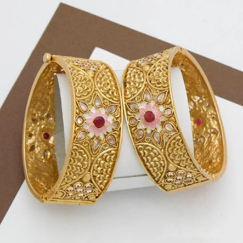 Timeless Beauty, Unbeatable Deals – Jewelry Sale On Manisha Jewellery Gold Plated Pota Stone And Meenakari Openable Bangle Set