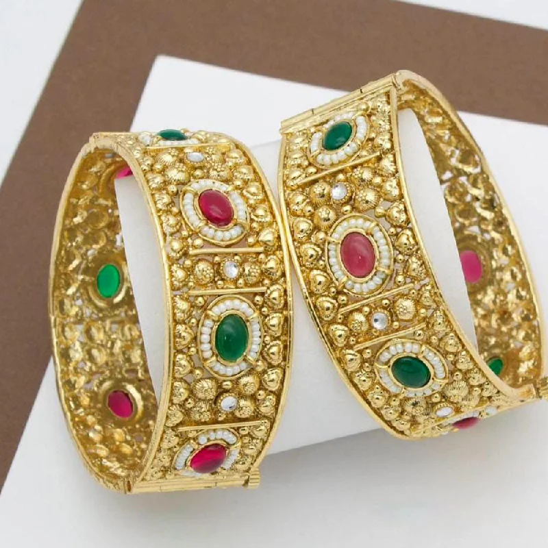 Best Jewelry Deals – Shop Premium Pieces At Great Prices Manisha Jewellery Gold Plated Pota Stone And Pearls Openable Bangle Set