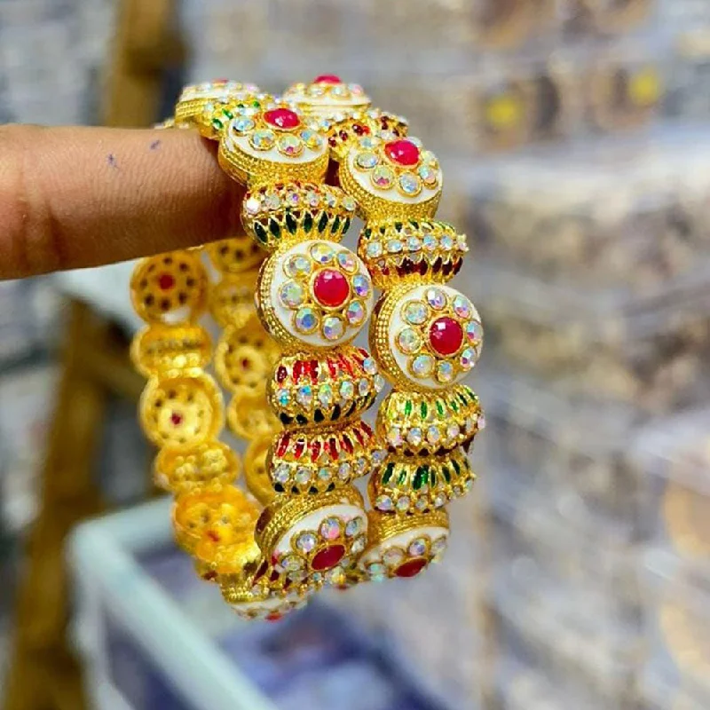 Versatile Layering Jewelry For Effortless Chic Manisha Jewellery Gold Plated Pota Stone Bangle Set