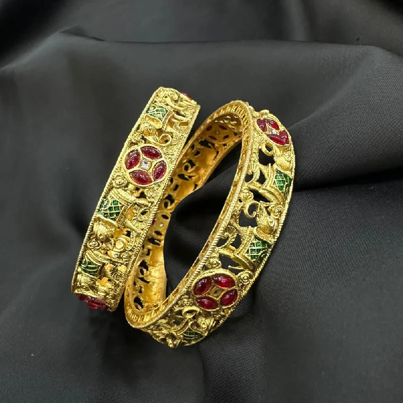 Grab Your Dream Jewelry At The Lowest Prices Manisha Jewellery Gold Plated Pota Stone Bangles Set