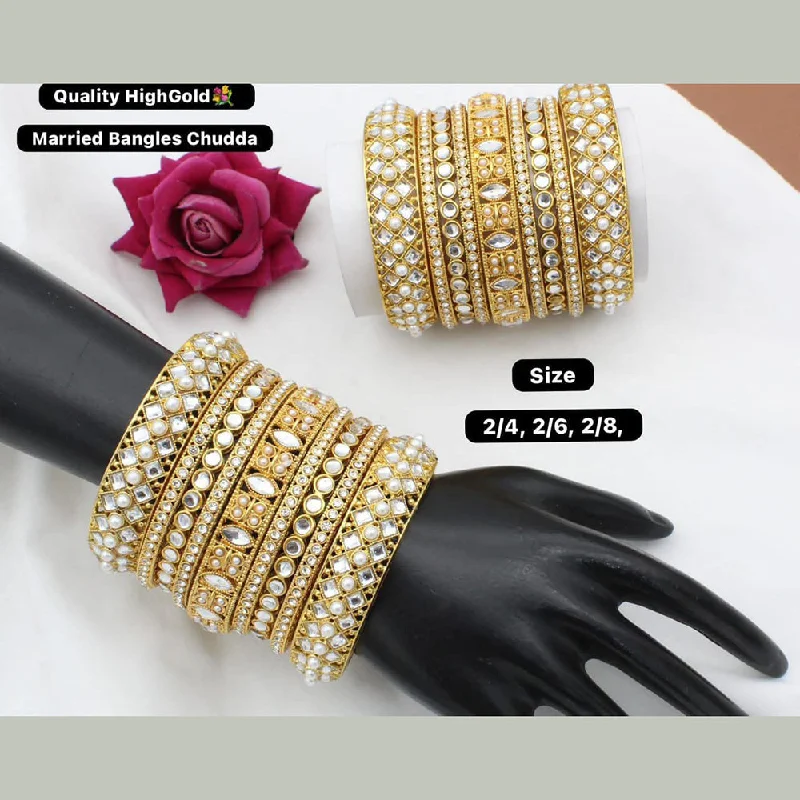 Your Perfect Accessory Now At The Best Price Manisha Jewellery Gold Plated Pota Stone Bangles Set