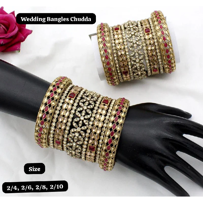 Manisha Jewellery Gold Plated Pota Stone Bangles Set