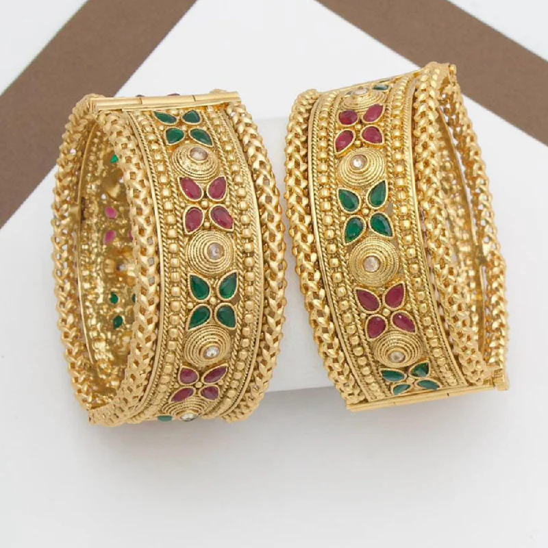 Flash Sale On Exquisite Jewelry – Don't Miss Out Manisha Jewellery Gold Plated Pota Stone Openable Bangle Set